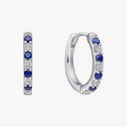 Diamonfire Sterling Silver Blue & White Cubic Zirconia Hoop Earrings E6699