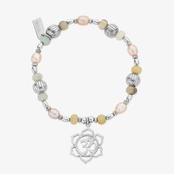 ChloBo Treasures Of Bali Divine Lotus Sterling Silver Mixed Stone Beaded Charm Bracelet SBAP3528