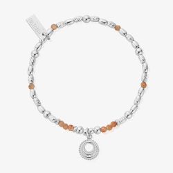 ChloBo Chakra Sterling Silver Peach Moonstone Sacral Bead Bracelet SBPM679