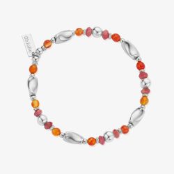 ChloBo New Dawn Sterling Silver, Fire Agate & Pink Tourmaline Bracelet SBFAPT