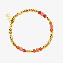 ChloBo Sunset Solstice 18ct Gold Plated, Fire Agate & Rhodochrosite Bracelet GBFARHO
