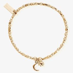 ChloBo Gold Plated Mini Cube Dainty Moon & Sun Bracelet GBCFB1097