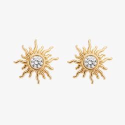 ChloBo Treasures Of Bali Sunrise Glow 18ct Yellow Gold Plated Cubic Zirconia Sun Stud Earrings GEST3545
