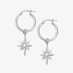 ChloBo Sterling Silver Lucky Star Hoop Earrings SEH2066