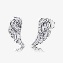 Angel Whisperer Silver Angel Wing Stud Earrings ERE-LILWING-ZI-ST