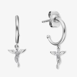 Angel Whisperer Silver Guardian Angel Hoop Earrings ERE-LILANGEL-CR