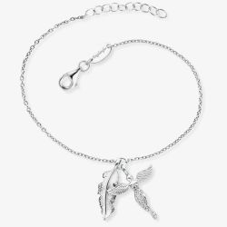Angel Whisperer Silver Feather & Angel Bracelet ERB-FEDER-ANGEL-ZI