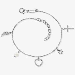 Angel Whisperer Silver Multi Charm Necklace ERB-FLH-PE-ZI