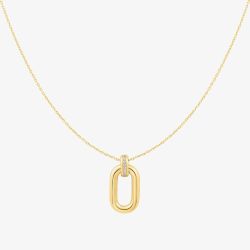 Ania Haie Vogue Maven 14ct Gold Plated Oval Hoop Pendant Necklace N062-01G