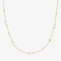 Ania Haie Miss Dainty 14ct Gold Plated Pearl & Cubic Zirconia Star Necklace NO65-09G
