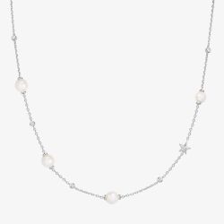 Ania Haie Miss Dainty Sterling Silver Pearl & Cubic Zirconia Star Necklace N065-09H