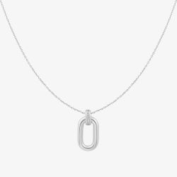 Ania Haie Vogue Maven Sterling Silver Oval Hoop Necklace N062-01H