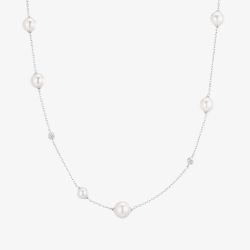 Ania Haie Luna Gaze Silver Asymmetric Shell Pearl Chain N075-05H