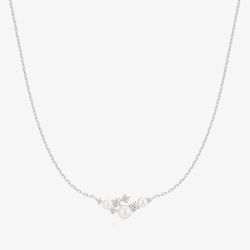 Ania Haie Starlit Drops Silver, Shell Pearl & Cubic Zirconia Cluster Necklace N074-06H