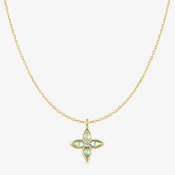 Ania Haie Ripple Joy 14ct Gold Plated Mint Green Lucky Clover Necklace N073-03G