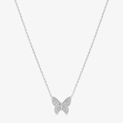 Ania Haie Ripple Joy Silver Pave Butterfly Necklace N073-07H