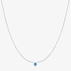 Ania Haie Ripple Joy Silver Bezel-Set Lab-Created Turquoise Solitaire Necklace N073-01H