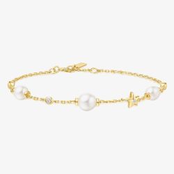 Ania Haie Miss Dainty 14ct Gold Plated Pearl Star Bracelet B065-05G