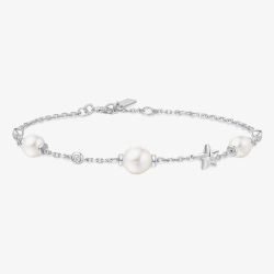 Ania Haie Miss Dainty Sterling Silver Pearl Star Bracelet B065-05H