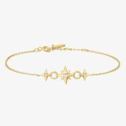 Ania Haie Chill Voyager 14ct Gold Plated Linked Star Bracelet B063-05G