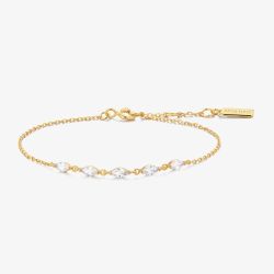 Ania Haie Luna Gaze Gold Plated Quintet Marquise Cut Cubic Zirconia Bracelet B075-03G