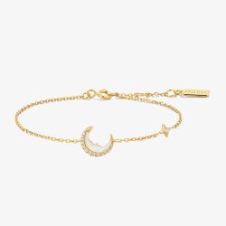 Ania Haie Luna Gaze Gold Plated Mother-of-Pearl Crescent Moon Bracelet B075-05G