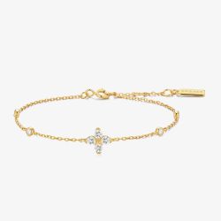 Ania Haie Starlit Drops 14ct Gold Plated Sparkling Lucky Clover Bracelet B074-04G