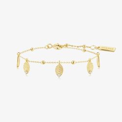 Ania Haie Ripple Joy 14ct Gold Plated Leaf Station Bracelet B073-05G