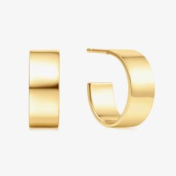 Ania Haie Vogue Maven 14ct Gold Plated Medium Flat Hoop Earrings E062-04G