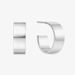 Ania Haie Vogue Maven Sterling Silver Medium Flat Hoop Earrings E062-04H