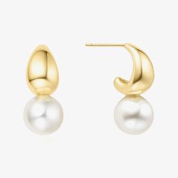 Ania Haie Vogue Maven 14ct Gold Plated Shell Pearl Dome Hoop Earrings E062-06G