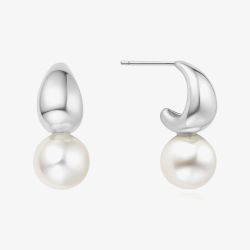 Ania Haie Vogue Maven Sterling Silver Shell Pearl Dome Hoop Earrings E062-06H