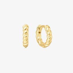 Ania Haie Chill Voyager 14ct Gold Plated Textured Small Huggie Hoop Earrings E063-03G