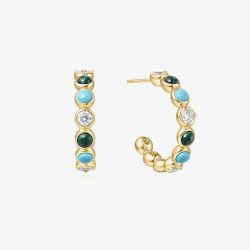 Ania Haie Chill Voyager 14ct Gold Plated Multi Stone Beaded Hoop Earrings E063-08G