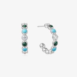 Ania Haie Chill Voyager Sterling Silver Multi Stone Beaded Hoop Earrings E063-08H