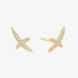Ania Haie Heart Hunter 14ct Gold Plated Cubic Zirconia Kiss Stud Earrings E057-02G