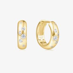 Ania Haie Miss Dainty 14ct Gold Plated Chunky Sparkling Huggie Hoop Earrings E065-04G
