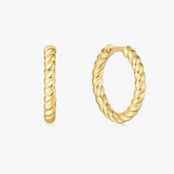 Ania Haie Chill Voyager 14ct Gold Plated Textured Medium Hoop Earrings E063-05G