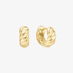 Ania Haie Chill Voyager 14ct Gold Plated Textured Chunky Huggie Hoop Earrings E063-06G