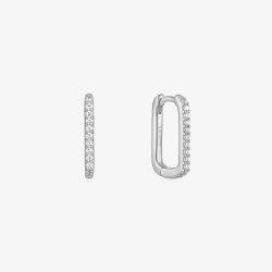 Ania Haie Glam Rock Sterling Silver Sparkling Oval Hoop Earrings E037-04H