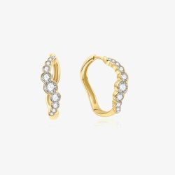 Ania Haie Luna Gaze Gold Plated Cubic Zirconia Tide Huggie Earrings E075-13G