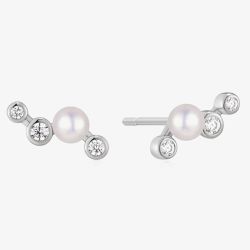 Ania Haie Starlit Drops Silver Zig-Zag Shell Pearl Stud Earrings E074-11H