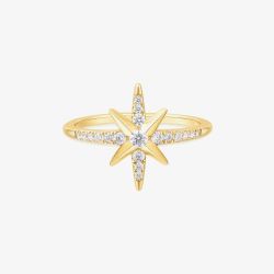 Ania Haie Miss Dainty 14ct Gold Plated Cubic Zirconia Star Ring R065-02G