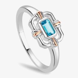 Clogau Silver & 9ct Rose Gold Enchanted Gateways Swiss Blue Topaz Ring 3SEGW0729