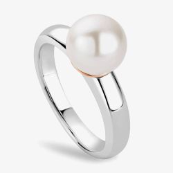 Clogau Silver & 9ct Rose Gold Beachcomber Pearl Ring 3SBCH0749