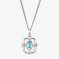 Clogau Silver & 9ct Rose Gold Enchanted Gateways Swiss Blue Topaz Necklace 3SEGW0728