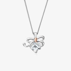 Clogau Silver 9ct Rose Gold Topaz Christmas Bow Necklace 3SCGS0714