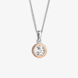 Clogau Celebration Silver 9ct Rose Gold Topaz Circle Necklace 3SMP5