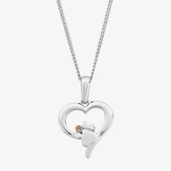 Clogau Ladies Sterling Silver Paw Print Heart Topaz Pendant Necklace 3SPMH769