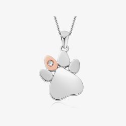 Clogau Affinity Paw Print White Topaz Necklace 3SPWP0225
